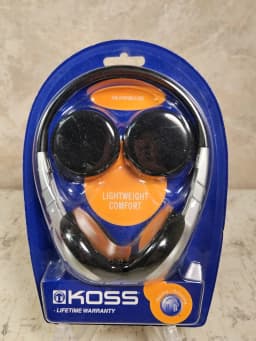 RHEA- Koss Lightweight Ur5 Headphones Silver And Black Stereo Portable - Thumbnail 1