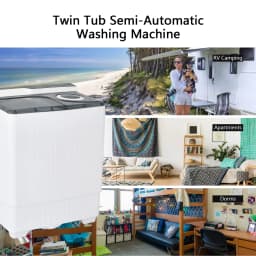Gymax Portable Semi-automatic Washing Machine 26 lbs Twin Tub Laundry Washer Grey - Thumbnail 6