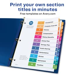 Avery Ready Index 12 Tab Dividers, Customizable TOC, 1 Set (11141) - Thumbnail 2