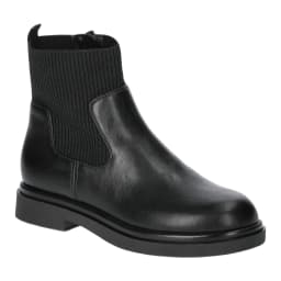No Boundaries Women's Faux Leather and Knit Chelsea Boots - Thumbnail 1