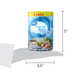 Great Value Chunk Light Tuna in Water, 5 oz, 4 Pack - Thumbnail 3