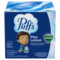 Puffs Facial Tissues Plus Lotion with the Scent of Vicks, 1 Cube Box, 48 Tissues Per Box - Thumbnail 11
