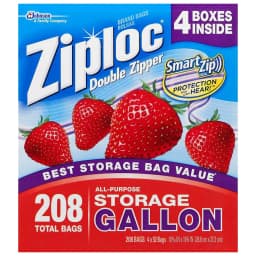 Ziploc Double Zipper Storage Gallon - 4/52 Count - Thumbnail 1