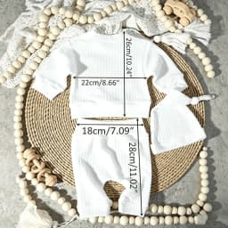 Ylsteed Newborn Baby Boy Girl Leisure Clothes Outfits Embroidery Long Sleeve Romper Bodysuit Baby Shower Coming Home Outfit Tops+Pants+Hat - Thumbnail 6