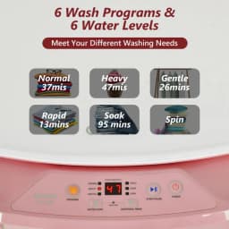 YYAo Washer and Spinner Combo, Laundry Washing Machine, 8lbs Portable Fully Automatic Washing Machine with Drain Pump-Pink - Thumbnail 6