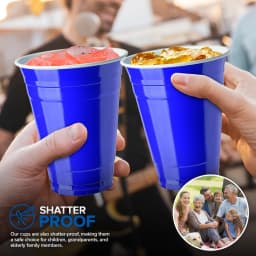 Stock Your Home Blue Plastic Cups Disposable, 16oz (50 Count) Heavy-Duty, Large Party Cup Pack Bulk Pack for Drinking Punch, Soda, Wine, Beer, 4th - Thumbnail 5