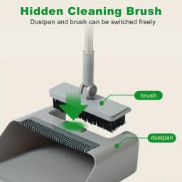 Michnild 3 in 1 Broom and Dustpan Set with Adjustable Push Broom Long Handle Floor Sweeping Combo Home Kitchen,Gray - Thumbnail 3