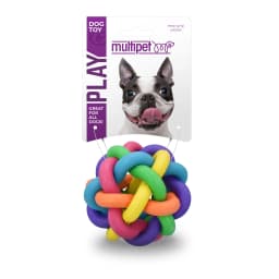 Multipet Nobbly Wobbly Rubber Ball Dog Toy, Multicolor, 4 inches - Thumbnail 1
