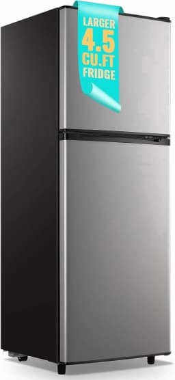 WANAI 4.5 Cu.ft Large Size Mini Fridge with Adjustable Thermostat, Compact Refrigerator Silver, New - Thumbnail 1