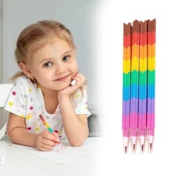 Tyeign Fruit Pole, 24 Pcs Stacking Crayons Stackable Buildable Crayons Colorful Crayon Party Rainbow Pencils for mans' Crayons Coloring Office - Thumbnail 3