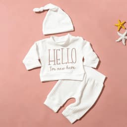 Ylsteed Newborn Baby Boy Girl Leisure Clothes Outfits Embroidery Long Sleeve Romper Bodysuit Baby Shower Coming Home Outfit Tops+Pants+Hat - Thumbnail 5