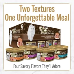 Purina Fancy Feast Savory Centers Wet Cat Food Pate Variety Pack With Chicken, Salmon, Beef, and Tuna Pate with Gravy Center, 3 oz Cans, 12 Pack - Thumbnail 5