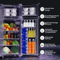Patiosunny 4.5 cu.ft Mini Refrigerator, Double Door Fridge with Freezer, Adjustable Thermostat & Glass Shelves for Dorm, Bedroom, Apartment, Office - Thumbnail 5