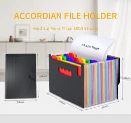 24 Pockets Expanding File Folders Accordian File Organizer Storage Box - Thumbnail 5