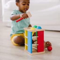 Melissa & Doug Deluxe Pound and Roll Wooden Tower Toy With Hammer - Thumbnail 7