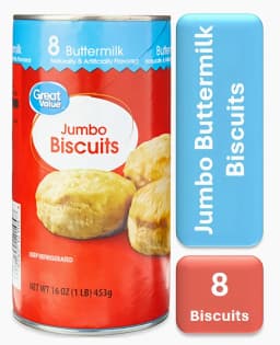 Great Value Jumbo Buttermilk Biscuits, 16 oz, 8 Count - Thumbnail 1