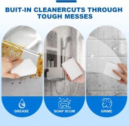 Dr.WOW Magic Cleaning Eraser Sponges, 21 Pack, Multi-Surface Cleaner, Removes Tough Stains with Water Only, Kitchen, Bathroom, Walls & Shoes - Thumbnail 3
