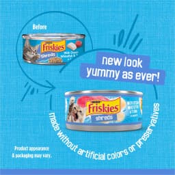 Purina Friskies Shreds, Ocean Whitefish and Tuna in Sauce, Wet Cat Food, 5.5 oz Can, 24 Pack - Thumbnail 2
