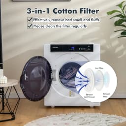 Costway 1400W Electric Tumble Compact Laundry Dryer Stainless Steel Tub 8.8lbs /2.6cu.ft - Thumbnail 6