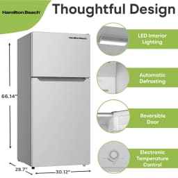 Hamilton Beach, 18 Cu. Ft. Top Mount Refrigerator, Frost Free, Platinum - Thumbnail 5