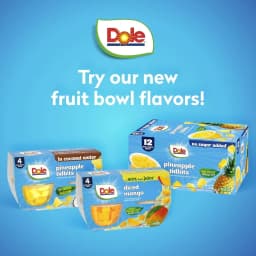 Dole Fruit Bowls Pineapple Tidbits in 100% Fruit Juice, 4 oz Cups (4 Pack) - Thumbnail 5