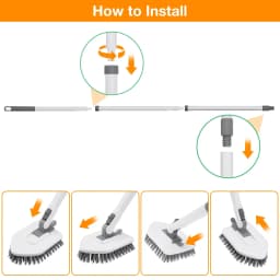 YEERSWAG Shower Cleaning Brush with 46" Extendable Long Handle, 4-in-1 Tub & Tile Scrubber, 180° Locking Swivel Head, Stiff Bristle Brush, 2 Scouring - Thumbnail 7