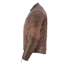 Men's Motorbike Leather Jacket Distress Zip Up Motorcycle Protection Jackets Antique Brown-XL - Thumbnail 7