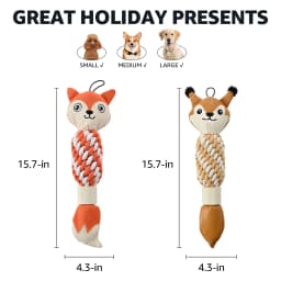 Max & Marlow Dog Chew Toys, Cotton Rope Fox Toys with Built-in Large Squeaker and Nylon Bone, 2 Pack - Thumbnail 3
