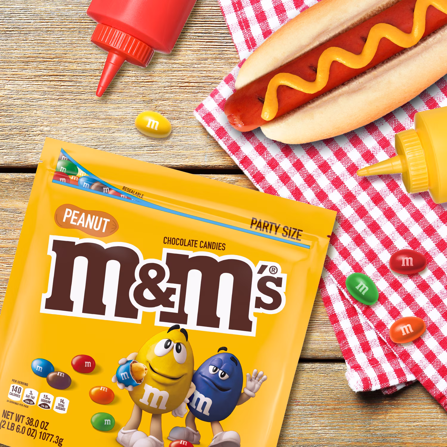 M&M'S Peanut Chocolate Movie Night Candy, Party Size Bag, 38 oz - Thumbnail 5
