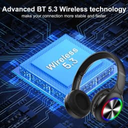 Led Lights Bluetooth 5.3 Wireless Headphones 3 Eq Modes Built-In Hd Mic Phone - Thumbnail 6