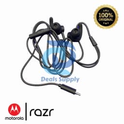 RHEA- New Genuine Motorola Razr Denon Usb-C Earbud Headphones Wired - Black - Thumbnail 2