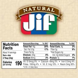 Jif Natural Creamy Peanut Butter Spread, 16-Ounce Jar - Thumbnail 6
