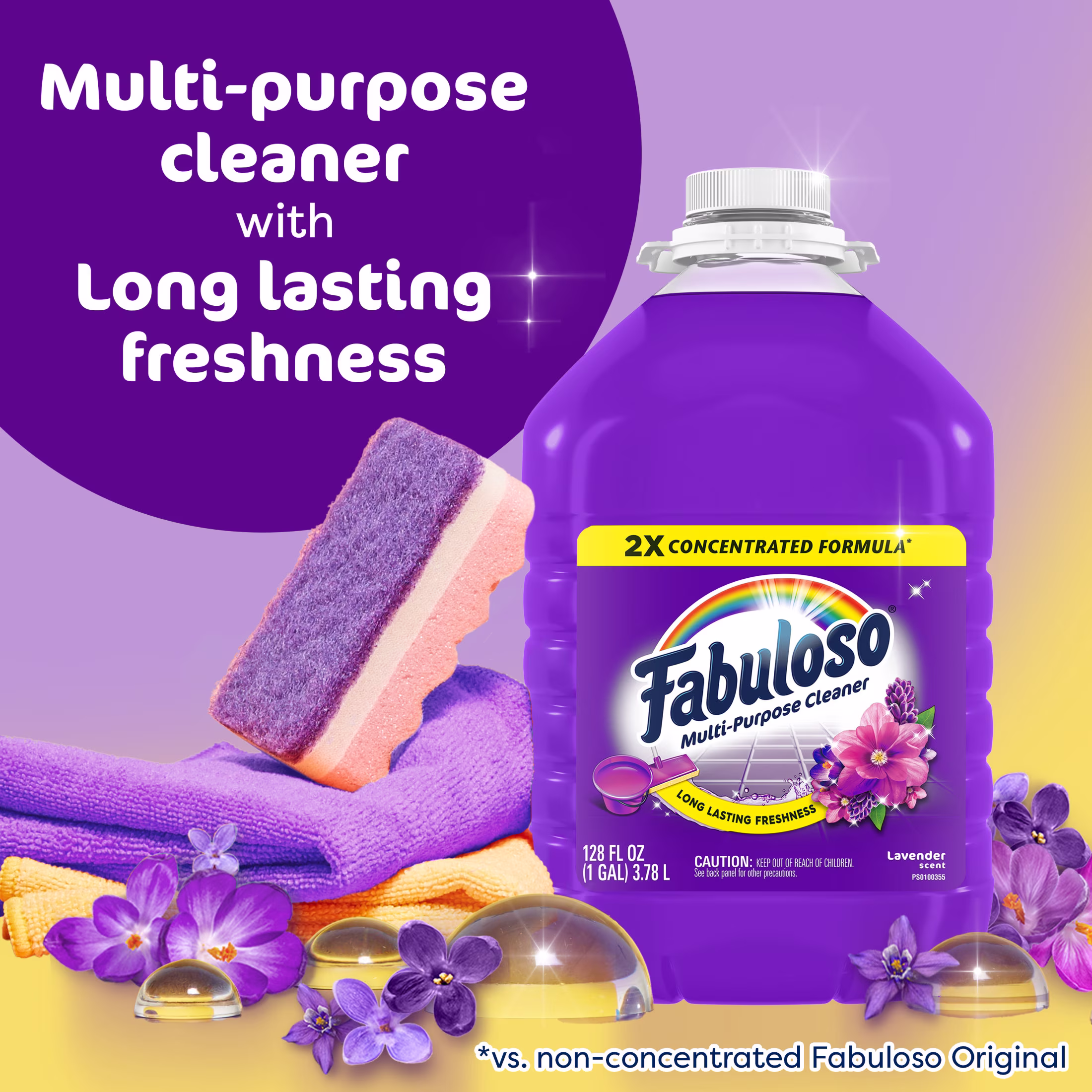 (3 pack) Fabuloso 2X Multi-Purpose Cleaner, No Rinse Floor Cleaner, Lavender Scent, 128 fl oz - Thumbnail 4