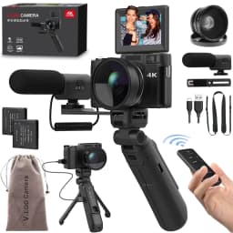 4K Digital Camera with Creator Accessory Kit Autofocus Vlogging Camera Remote Control with Flip Screen, Grip, Wide Angle Lens - Thumbnail 1