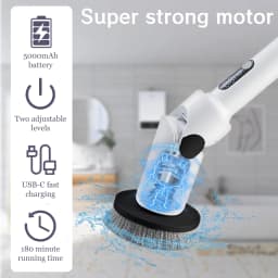 Shower Spin Scrubber, Cordless Electric Cleaning Brush, 8 Replaceable Heads & Adjustable Handle for Bathroom, Kitchen, Floors - Thumbnail 5