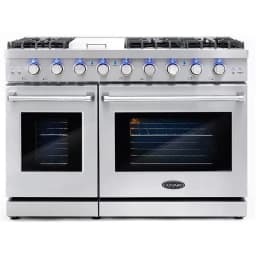 Cosmo 48 in. Double Oven Gas Range & Dishwasher & Wine Cooler & Refrigerator Set - Thumbnail 3