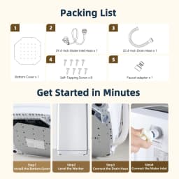 SHOUFTW Washing Machine, 10 Cycle Program with Air Dry, 1.06 cu.ft Compact Washer, Stainless Steel Tub, 16.93 x 17.05 x 29.13 in for Apartments Dorms - Thumbnail 3