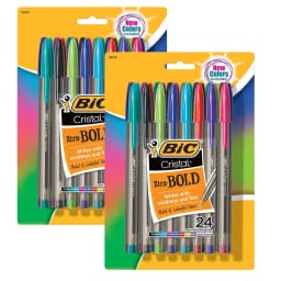 BIC Cristal Xtra Bold Fashion Ballpoint Pen, Medium Point (1.6mm), Assorted Colors, 24 Per Pack, 2 Packs - Thumbnail 1