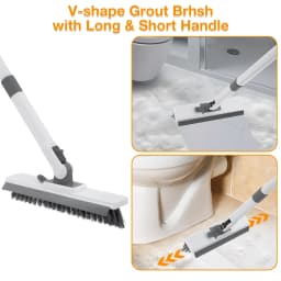 YEERSWAG Shower Cleaning Brush with 46" Extendable Long Handle, 4-in-1 Tub & Tile Scrubber, 180° Locking Swivel Head, Stiff Bristle Brush, 2 Scouring - Thumbnail 5
