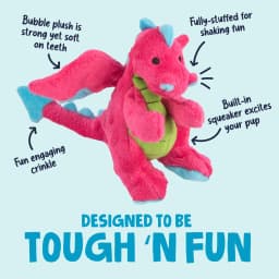 goDog Dragons Squeaky Plush Dog Toy, Chew Guard Technology, Pink, Small - Thumbnail 2