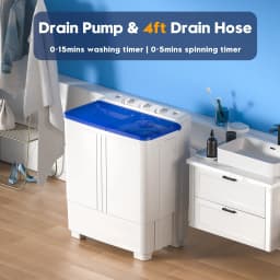 Auertech Portable Washing Machine, 20lbs Twin Tub Washer with Drain Pump Mini Compact Semi-Automatic Washer Spinner - Thumbnail 2