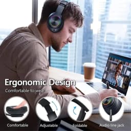RHEA- Bluetooth Headphones Over Ear, Wireless Headphones Wired With Deep Bass, Noise C - Thumbnail 3