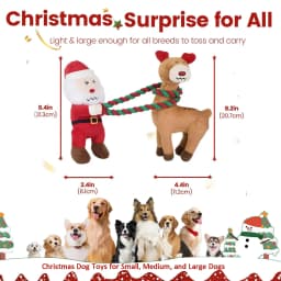 URRU Christmas Dog Toys - 2 Pack Squeaky Stuffed Toys for Large Medium Small Dogs With Detachable Rope, Crinkle to Keep Them Busy - Santa Claus - Thumbnail 5