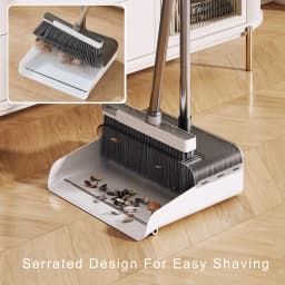 Broom with Dustpan Combo Set 54" Long Handle Adjustable Length Stainless Steel Broomstick Standing Dust Pan and Broom Set for Office Home Kitchen - Thumbnail 4