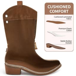 Ecetana Cowboy Boots for Women Western Booties Comfort Riding Rivet Mid Calf Boots - Thumbnail 3