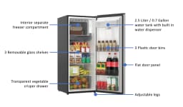 Galanz 6.5 Cu Ft Compact Refrigerator with Water Dispenser – Single Door Mini Fridge, Stainless Steel Look, ENERGY STAR - Thumbnail 4