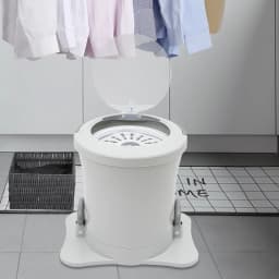 9L Portable Foot Operated Non-Electric Dehydrator Mini Manual Dehydrator Washing Machine White Round - Thumbnail 3