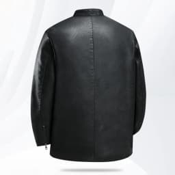 FYEGRE Men's Casual Leather Jacket Modern Stand Collar Lightweight Motorcycle Outerwear Short Style Soft Comfortable Fit For Daily Wear Black XXL - Thumbnail 5