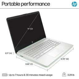 HP 14" Ultra Thin Laptop, Intel Quad-Core N150, 8GB RAM, 256GB (128GB eMMC+128GB SD Card), Windows 11 Pro - Thumbnail 8