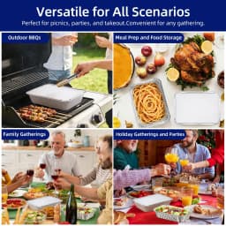 BagDream 50 Pack Aluminum Pans with Lids 8x6" Disposable Foil Pans, Aluminum Roasting Trays for Holiday Cooking, Parties Meal Prep, Storage, Heating - Thumbnail 7